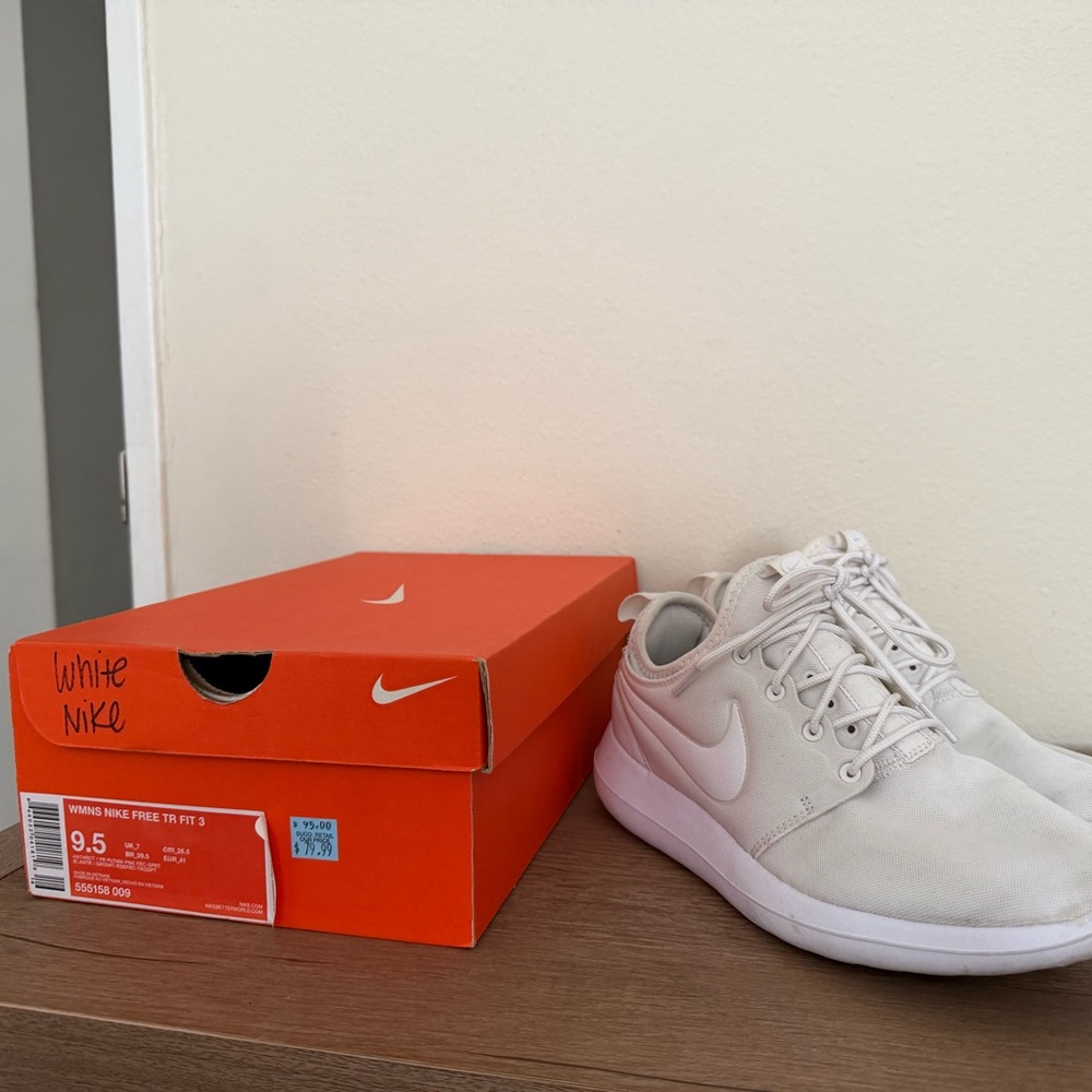 Nike White Athletic Shoes with Orange Box